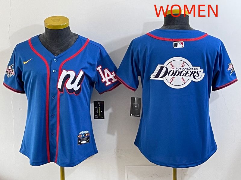 Women 2025 Los Angeles Dodgers Blank Blue All star Nike MLB Jersey style 09